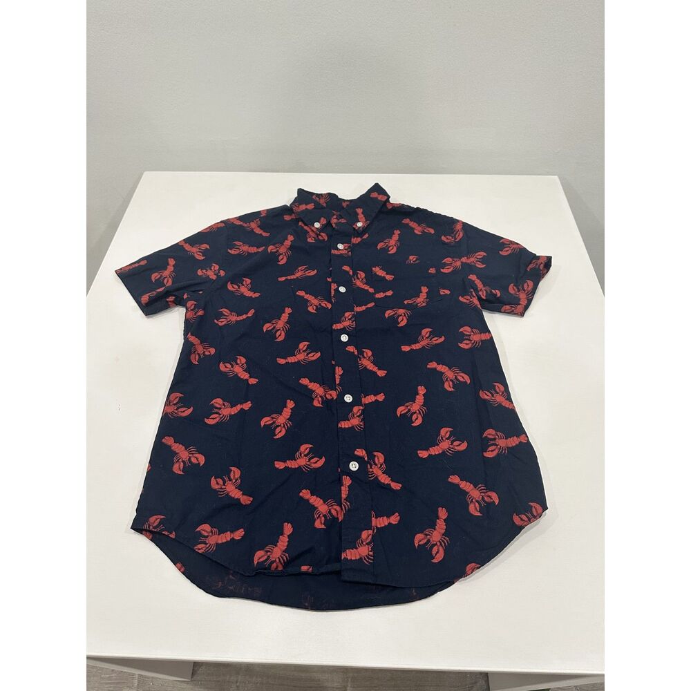 J.Crew Crewcuts Boys Size 12 Lobster Print Short Sleeve Button Down Shirt
